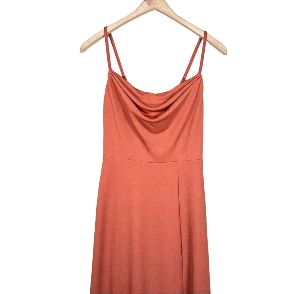 BIRDY GREY Ash Side Slit Crepe Maxi Bridesmaid Dress in terracotta - Picture 8 of 16